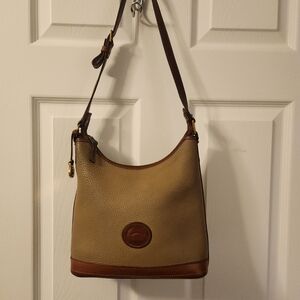 Tan and Brown Leather Shoulder Bag